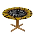 thumbnail image 3 of Nawypu  Black and Yellow Sunflowers Round Tablecloth, Fitted Round Table Cloth with Elastic Edge Wipeable Table Protector for Indoor Outdoor Party Picnic, 3 of 7