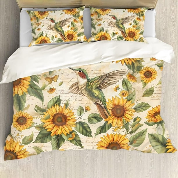 Girasol Ropa de cama Juego de Funda Nórdica para Dormitorio Colcha Decorativa Occidental