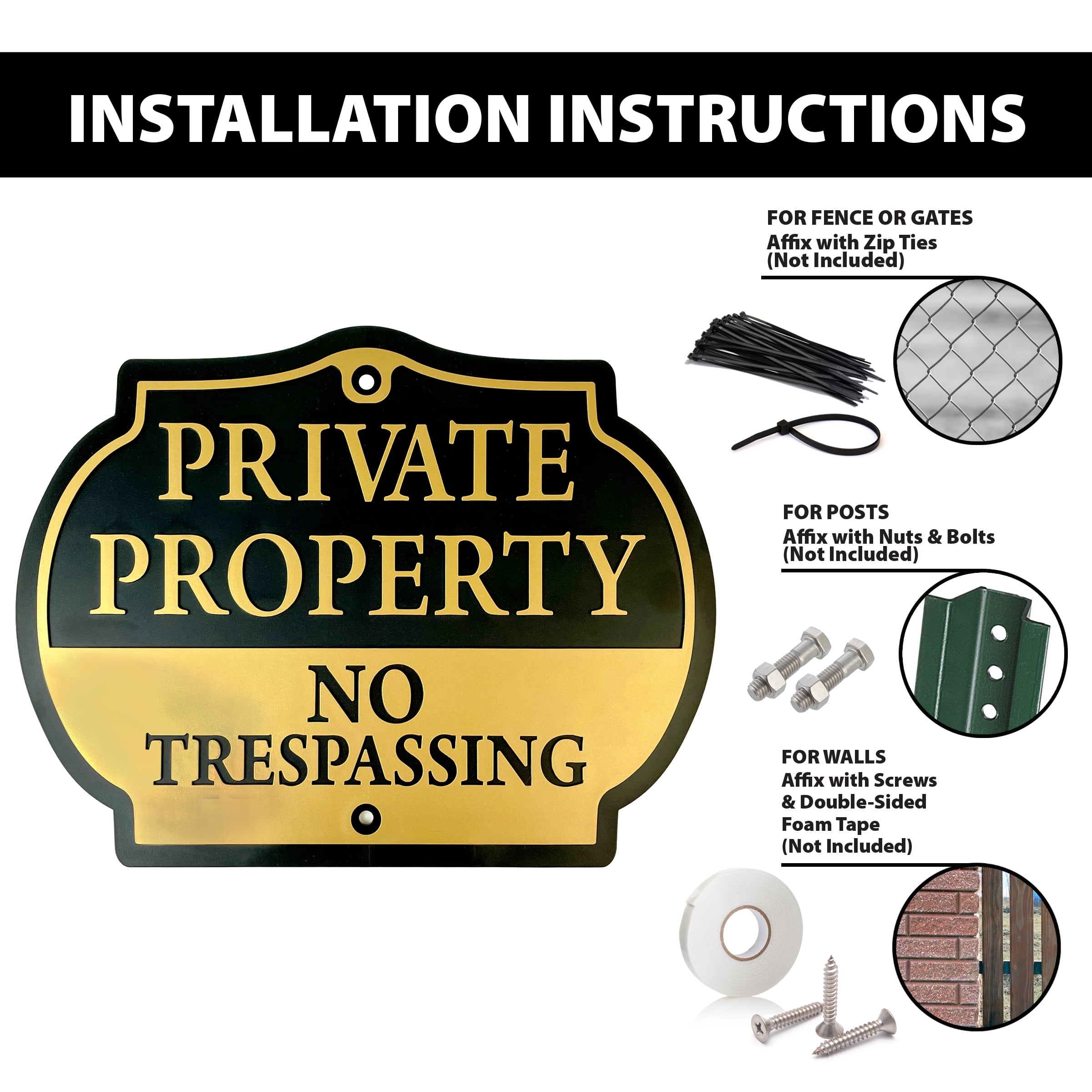 Loud & Clear - Private Property No Trespassing Sign - Ready to Mount for Homes and Businesses