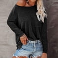 thumbnail image 2 of Pompotops Blouse d'Été Décontractée à Manches Longues pour Femme, Col Rond, Hauts Unis, T-Shirt, Liquidation, 2 of 6