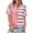 Red bean, variant on Colorful Stripe Print Color Block Women Short Sleeve Summer Casual Crop Shirt