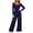 Dark Blue, variant on Edvintorg Rompers for Women One Piece Square Neck Long Sleeve Loose Casual Jumpsuit with Wide Leg Pant Trendy Womens Clothes S-2XL Dark Gray
