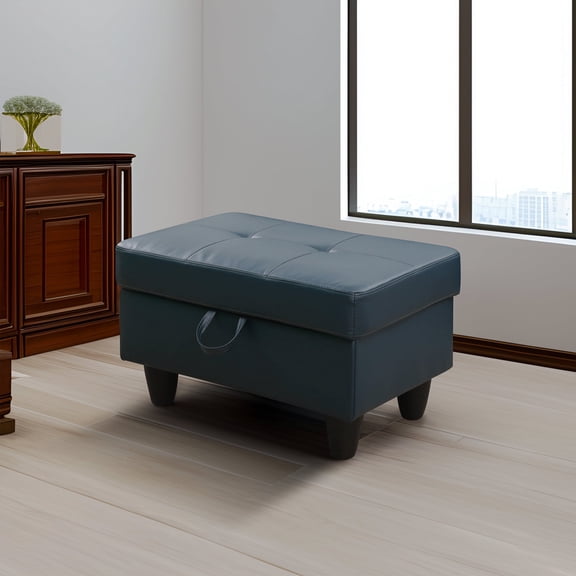 Faux Leather Storage Ottoman for Living Room