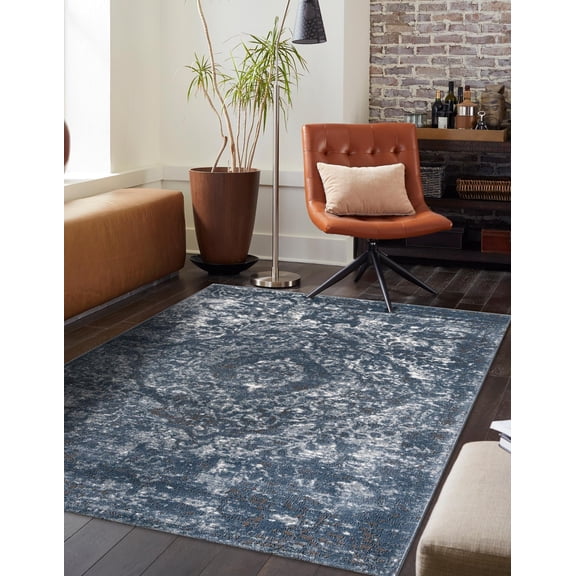 Unique Loom Portland Collection Area Rug - Astoria (2' 2" x 3' 1" Rectangle Blue/Ivory)
