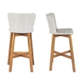 thumbnail image 4 of GZXS Outdoor Barstools Set of 2, PE Wicker Counter Height Chairs with Acacia Wood Legs, All-Weather Patio Seating for Patio, Deck, Garden, Light Gray, 4 of 10