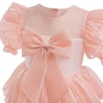 thumbnail image 4 of Kayotuas Girls' Tiered Ruffle Princess Dress with Short Puff Sleeves and Bow Embellishment, 4 of 9