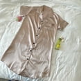 thumbnail image 6 of VBVC Women's Satin Button Down Notch Collar Nightgown , Short Sleeve Sleepwear Pajama Dress For Women , Ladies' Soft Loungewear Sleep Shirt with Pockets,Beige,M-2XL, 6 of 9