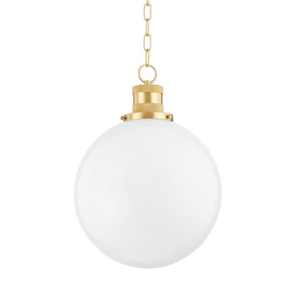 1 Light Large Pendant-19.5 inches Tall and 14 inches Wide-Aged Brass Finish Bailey Street Home 735-Bel-4956008
