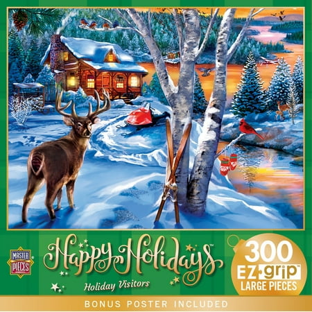 UPC: 0705988320682 | MasterPieces 300 Piece EZ Grip Christmas Jigsaw Puzzle – Holiday Visitors