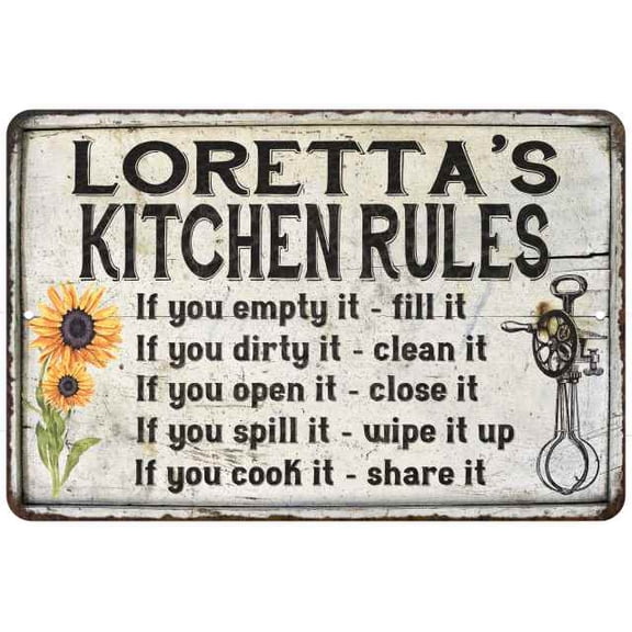 Loretta's Kitchen Rules Chic Sign Vintage Decor 8x12 Metal Sign 108120032192