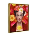thumbnail image 3 of Stupell Industries Bold Frida Kahlo Portrait Floral Poppies Pattern Painting Metallic Gold Floating Framed Canvas Print Wall Art, Design by Diane Neukirch, 3 of 6
