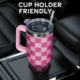 thumbnail image 5 of Baiheyi 40 oz Checkerboard Stainless Steel Travel Mug, Pink Checkered, 5 of 6