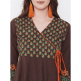 thumbnail image 2 of eloria Women Angrakha style Ethnic Motifs Embroidered Block Print Anarkali Kurta Dress, 2 of 7