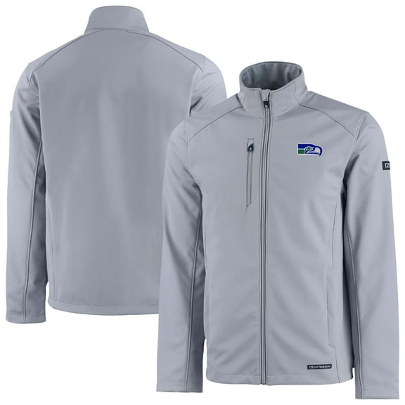 Men's Cutter & Buck Gray Seattle Seahawks Evoke Eco Softshell Recycled Full-Zip Jacket