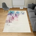 thumbnail image 2 of Flowers Turkish Area Rug, Buds Leaf at the top Left Corner Season Celebrating Theme Illustration, Soft Carpet for Living Room Decor, 4' X 5.7', Blue Purple Pink, by Ambesonne, 2 of 4