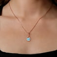 thumbnail image 3 of 18K Rose Gold Plated Silver Swiss Blue Topaz and Lab Grown Diamond Pendant Earrings Jewelry Set for Women | 4.14 Cttw | Gemstone November Birthstone | Heart Shape 7MM | with 18 inch Chain, 3 of 4