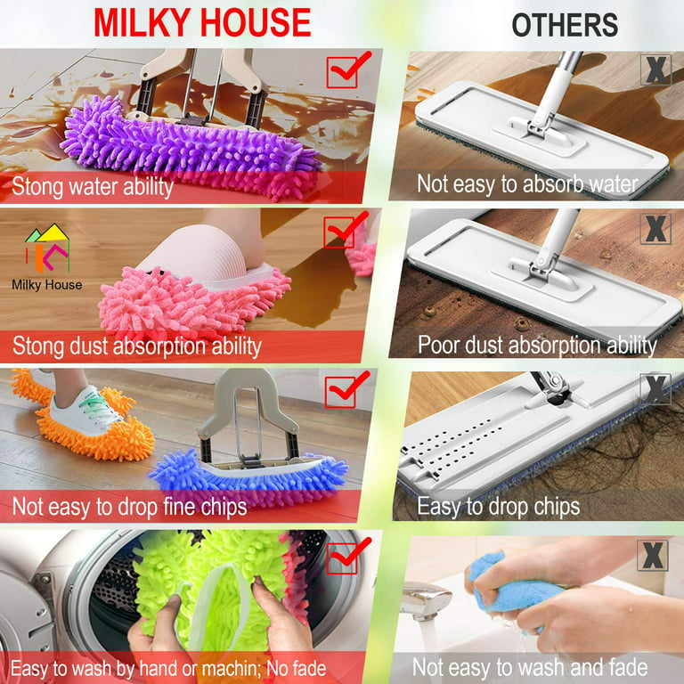 6Pcs House Dust Cleaner Lazy Mop Slippers Multi-Function Floor Shoes
