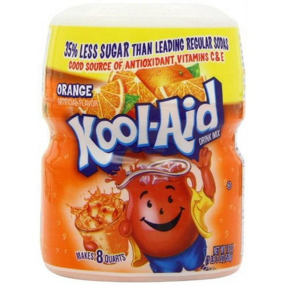 Kool-Aid Drink Mix, Sugar .. Sweetened Orange, 19-Ounce Container .. (Pack of 4)