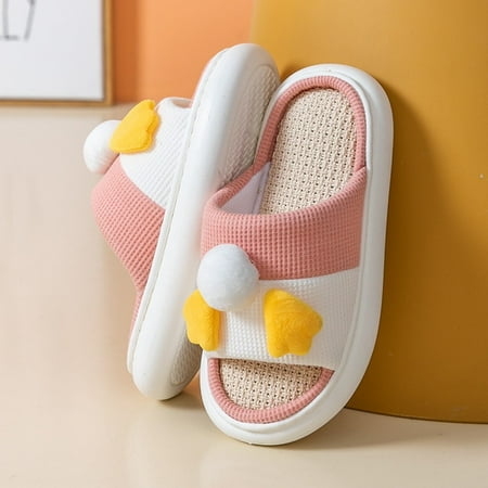 

CoCopeanut Home Linen Slipper for Women Cute Bunny Clouds Flip Flops Female Design Cozy Shoes Slides Four Season Platform Couples Sandals