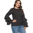 thumbnail image 6 of Women Maternity Bell Long Sleeve Tops Loose Chiffon Blouse Ruffle Polka Dots Shirt Plus Size Top Black XL-12XL, 6 of 6