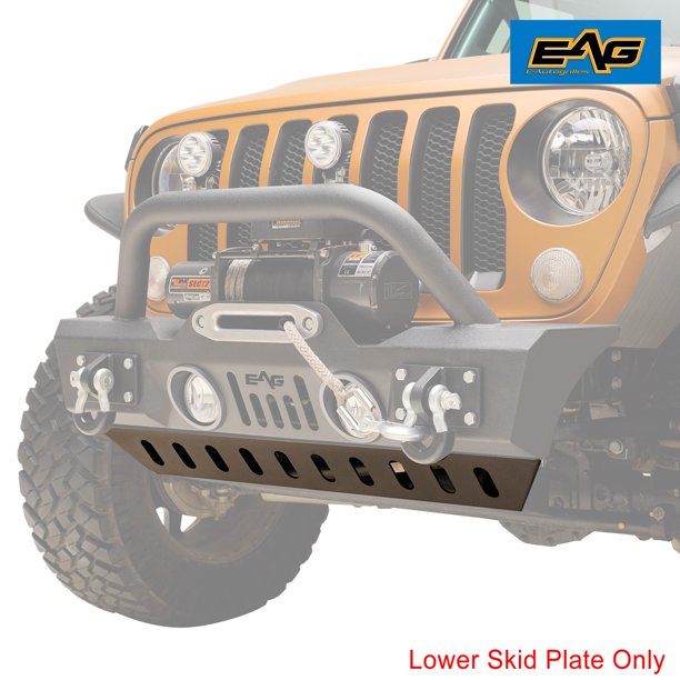 EAG Stubby Front Bumper Lower Skid Plate Steel Black Fit for 1820