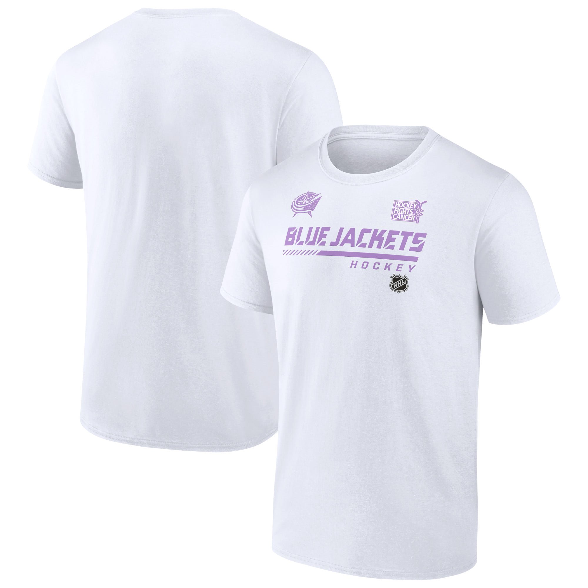 Men's White Columbus Blue Jackets NHL Hockey Fights Cancer T-Shirt