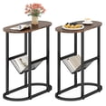 thumbnail image 1 of Costway 2 PCS 2-tier Side Table Oval Narrow End Table Nightstand Bedside Table Brown, 1 of 9