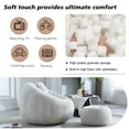 thumbnail image 2 of Chenille Upholstered Round Lazy Cozy Bean Bag Chair with Ottoman-Beige, 2 of 5