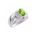 thumbnail image 3 of RYLOS Bagues pour Femmes Bague en Or Blanc 14K Pierre Précieuse Ovale 8X6MM et Diamants Design Classique Péridot d'Août Bijoux pour Femmes Taille 9, 3 of 7