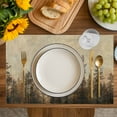 thumbnail image 4 of Brown Forest Placemats Set of 4, Vintage Tree Farmhouse Botanical Placemats for Dining Table, Place Mats for Kitchen Tabletop, Waterproof Wipeable Dining Table Mats Set, 4 of 9