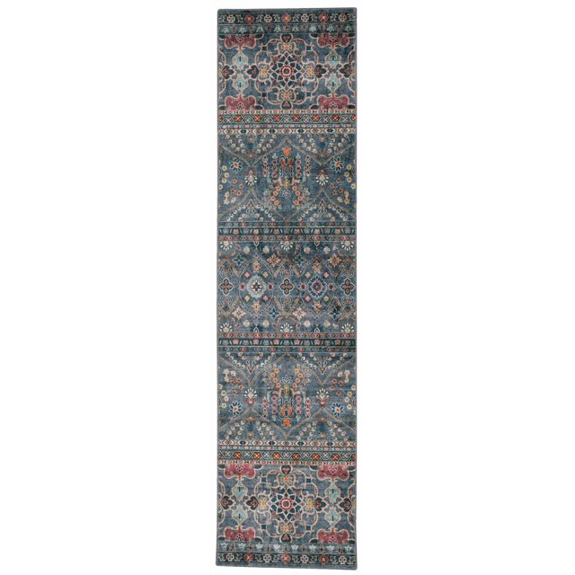 Grant 2' x 8' Washable Runner, Teal and Ivory