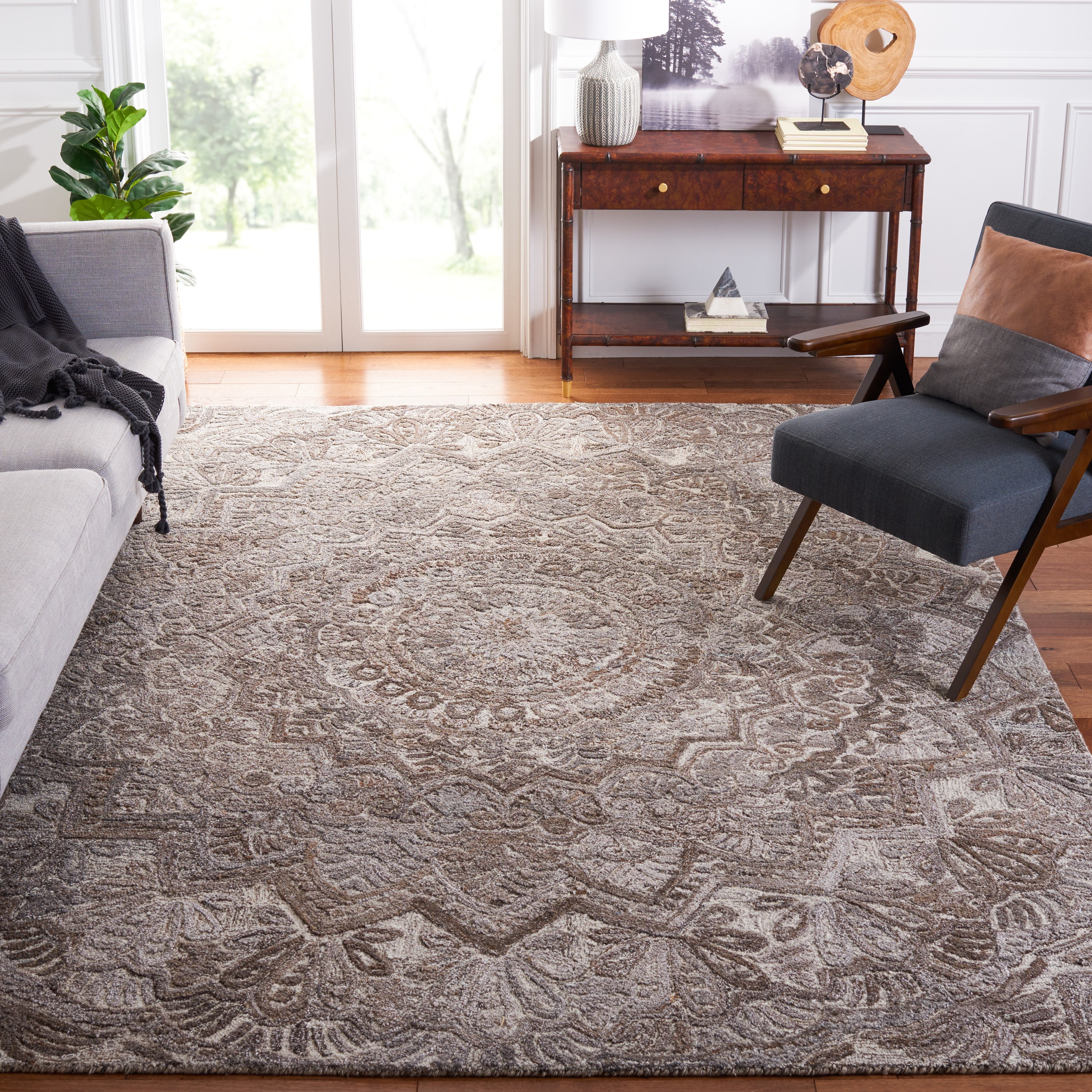 SAFAVIEH Marquee Georgiana Floral Area Rug, Grey/Ivory, 9' x 12'