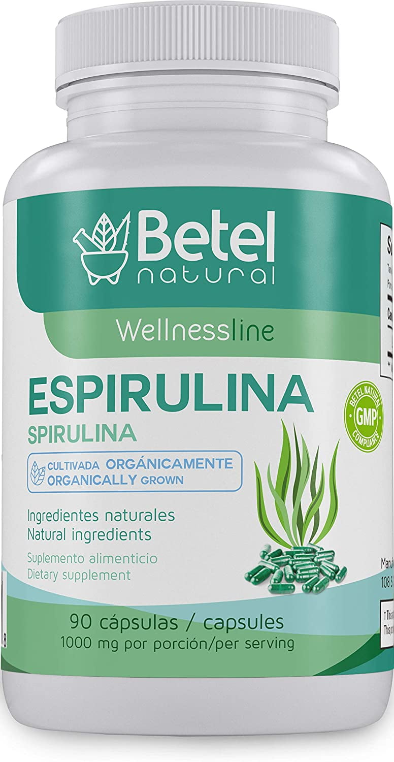 Organic Espirulina/Spirulina 90 Capsules by Betel Natural Protein