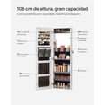 thumbnail image 5 of SONGMICS Armario de Joyas con Cerradura, Organizador Montado en la Pared con Espejo sin Marco de Longitud Completa, con Espejo pPequeño Incorporado, Estantes, Idea de Regalo, Blanco, 5 of 5