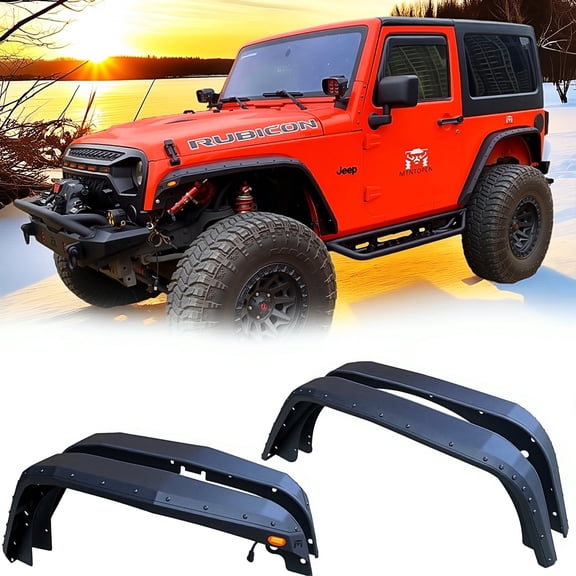 MTNTOPCN Steel Fender Flares Jeep Wrangler JK 2007-2018 Desert Viper Blade Design No-Drill Bolt-On 5.5" Armor