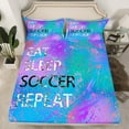 thumbnail image 2 of Castle Fairy Eat Sleep Soccer 4 Pieces Queen Sheet Sets for Children Teens Adults,Graffiti Splash Ultra Soft Flat Sheet,Gradient Blue Purple Green Queen Fitted Sheet,Breathable Home Decor, 2 of 7