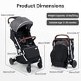 thumbnail image 3 of INFANS Travel Stroller, Lightweight Compact Baby Stroller for Airplane with One-Hand Fold, Multi-Position Recline, Canopy, 4 Wheel Suspension, Storage Basket, 3 of 9