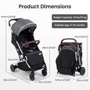 INFANS Travel Stroller, Lightweight Compact Baby Stroller for Airplane with One-Hand Fold, Multi-Position Recline, Canopy, 4 Wheel Suspension, Storage Basket