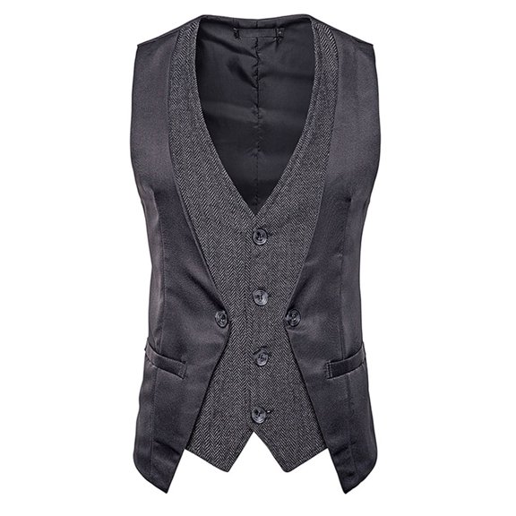 Cloudstyle Men's Single-breasted Button Splicing Faux Two-piece Casual Vest