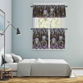 thumbnail image 6 of 3 Piece Purple Floral Kitchen Curtain Valance and Tiers Set Spring Flowers Bicycle Butterfly Brown Wood Grain Rod Pocket Tier Curtain 36 Inch Small Window Drapes for Living Room Bedroom Cafe Decor, 6 of 9