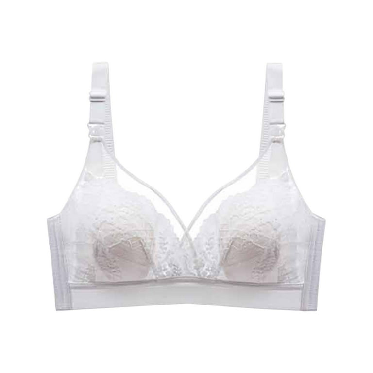 Odeerbi Nursing Bras for Women 2024 No Underwire Sexy Ultra-Slim Lace  Breast Feeding Bra White 