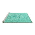 thumbnail image 2 of Ahgly Company Machine Washable Indoor Rectangle Medallion Turquoise Blue Traditional Area Rugs, 7' x 9', 2 of 4