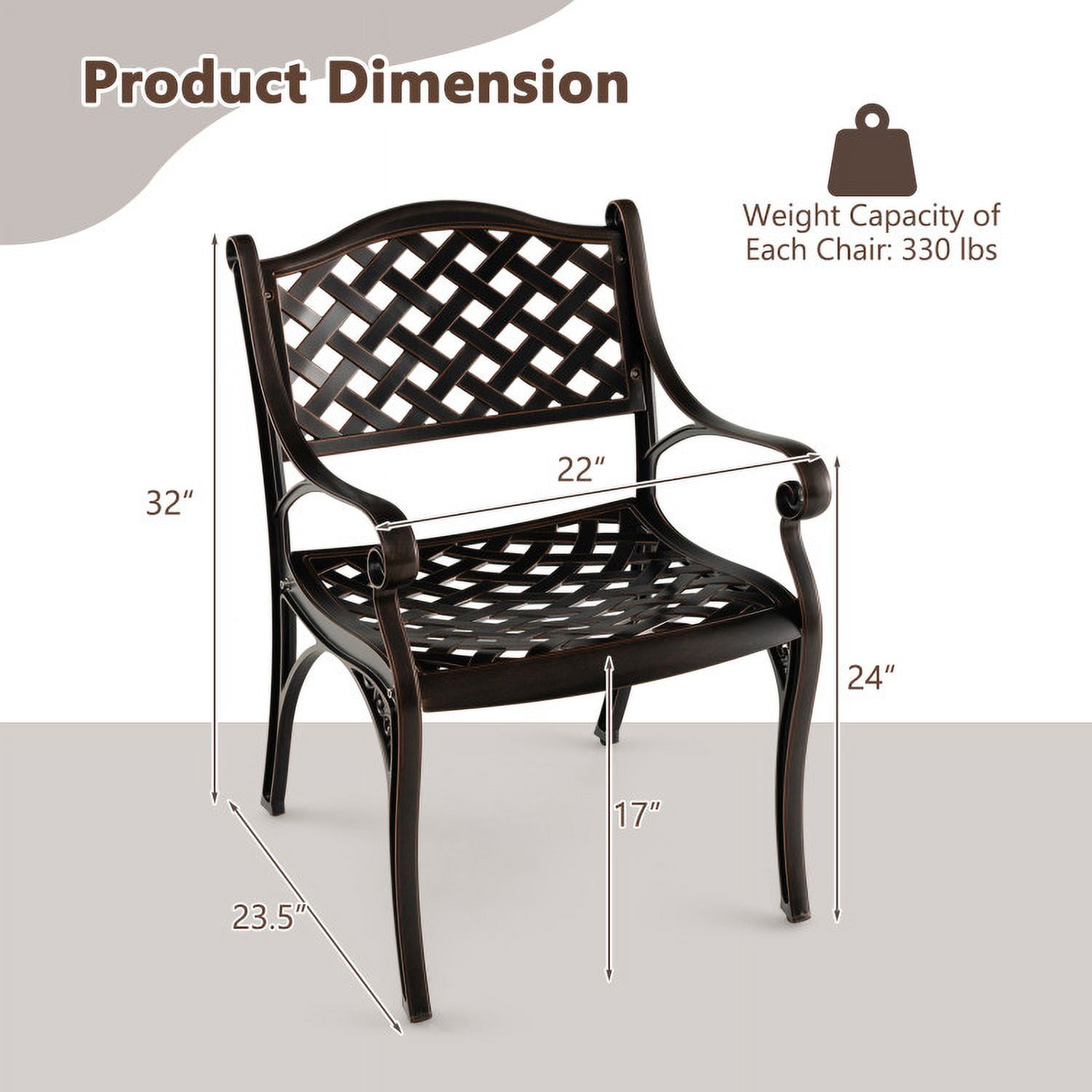 Aimee Lii Cast Aluminum Dining Chairs Set of 2 with Patio Chairs Armrests Flower Pattern, Outdoor Patio Set, Bronze Aimee Lii Cast Aluminum Dining Chairs Set of 2 with Patio Chairs Armrests Flower Pattern, Outdoor Patio Set, Bronze