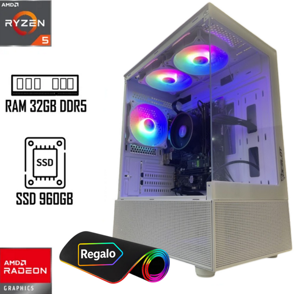 Pc Gamer AMD Ryzen 5 8600G 32GB RAM DDR5 SSD 1TB + 80