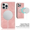 thumbnail image 4 of Nalacover for iPhone 14 Plus Wireless Charging Case,Luxury Full Body Protection Solid Color PU Leather Magnetic Closure Flip RFID Blocking Card Slots Stand Cover.For iPhone 14 Plus,Pink, 4 of 8