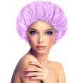 thumbnail image 1 of Satin Bonnet Sleeping Cap Double Layer Elasticated Trim Soft Night Hat for Woman, 1 of 3