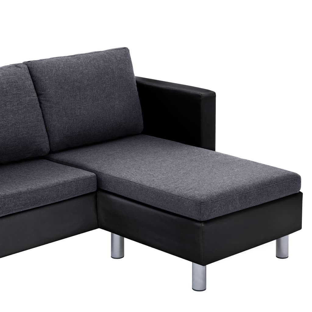 Kepooman Home L-Shaped Faux Leather Sectional Sofa with Cushions for Living Room Small Space, Black & Dark Gray Kepooman Home L-Shaped Faux Leather Sectional Sofa with Cushions for Living Room Small Space, Black & Dark Gray