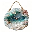 thumbnail image 2 of 2D Flat Wooden Nautical Shell Wall Clock,Silent Non-Ticking Hanging Wall Decor with Rope,Beach Themed Ornament for Living Room,Bathroom,Coastal Home Style, 2 of 7