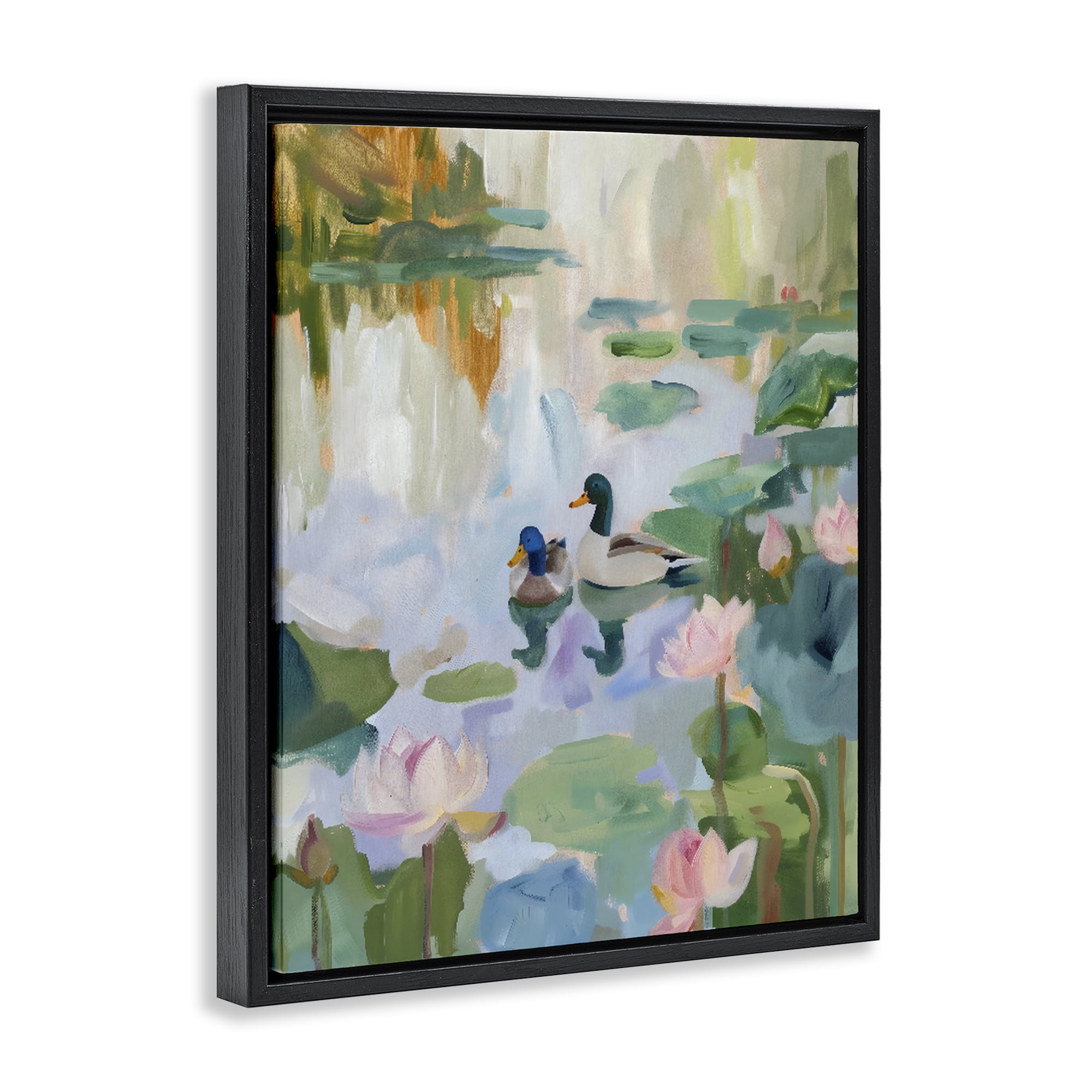 Stupell Industries Duck Pond During Tranquil Morning Black Framed Floater Canvas Wall Art, design by The Prints Vibe