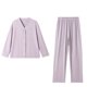 thumbnail image 1 of Pijamas de mujer otoño e invierno engrosados para exteriores, ropa informal para el hogar, color sólido, cárdigan simple, manga larga, pantalones rectos elásticos para mujer, 1 of 6